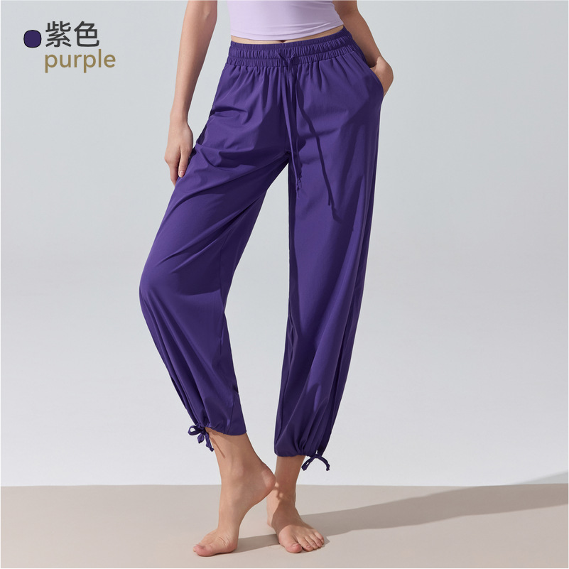 Europa y Estados Unidos transfronterizos cintura alta pantalones de piernas largas pantalones de baile sueltos nueve puntos pilates pantalones deportivos de fitness