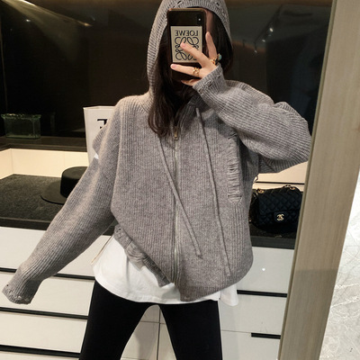 2021春季新款 设计师款立体廓形卫衣马甲两件套开衫外套女|ru