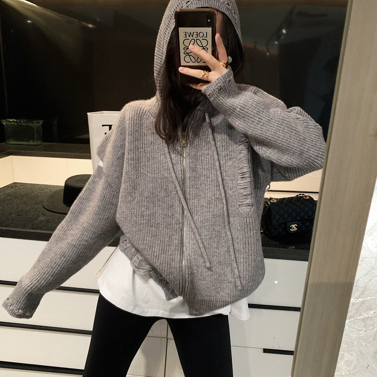 2021春季新款 设计师款立体廓形卫衣马甲两件套开衫外套女|ru