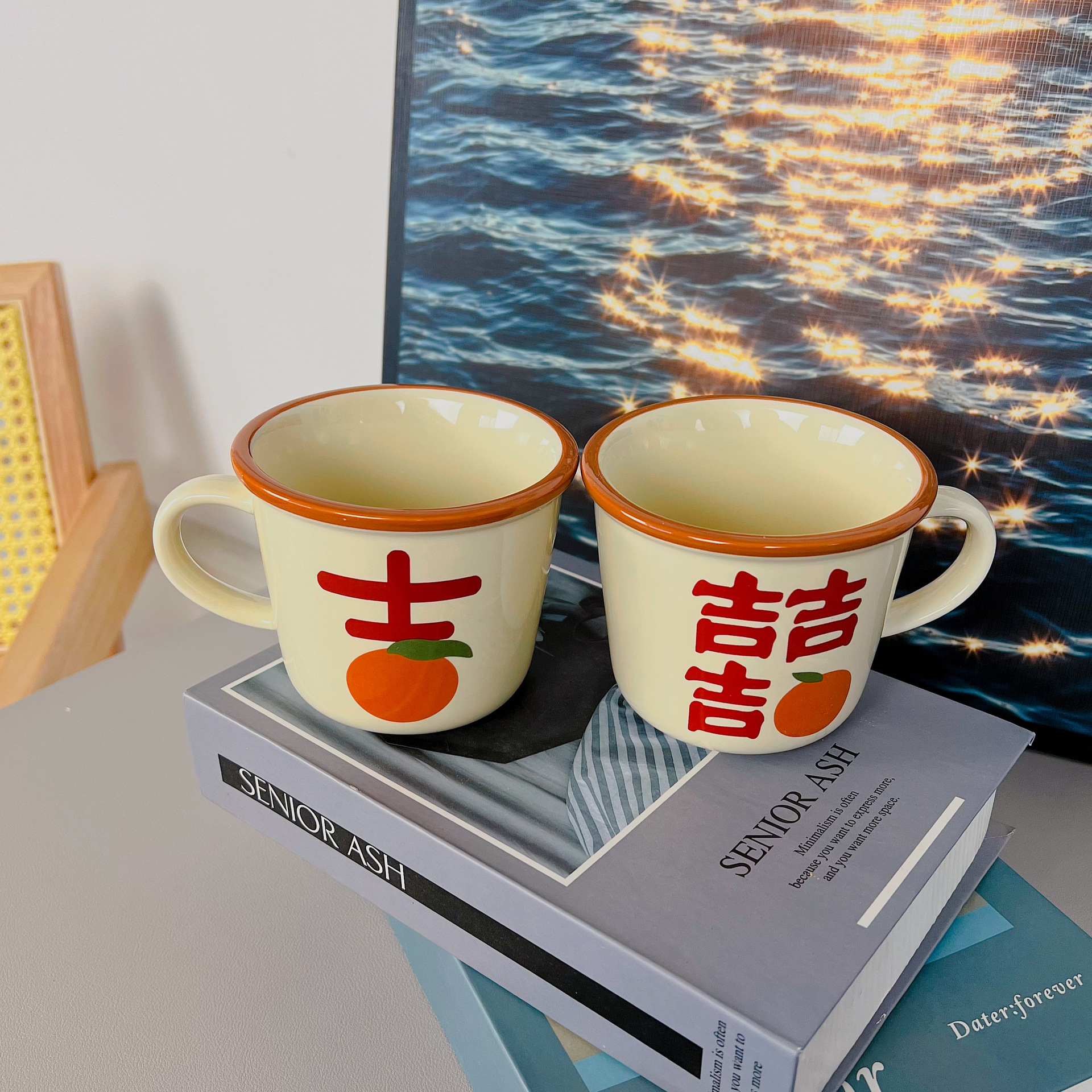 原创设计 复古吉利奶油马克杯情侣陶瓷杯咖啡杯早餐牛奶杯伴