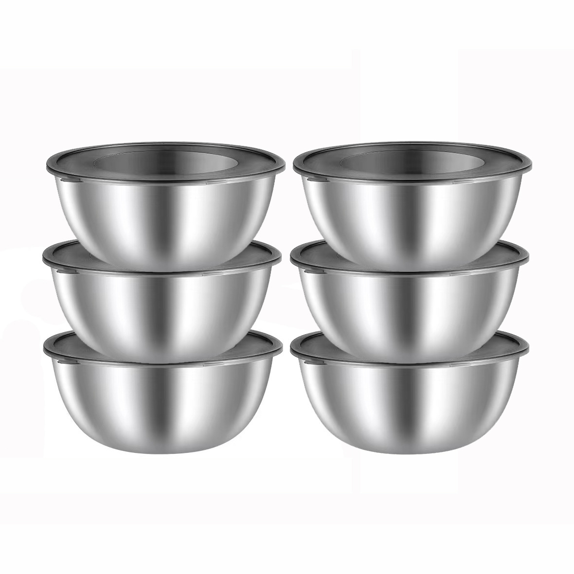 Comercio exterior 6pcs cuenca de acero inoxidable cuenca de huevos cuenca de ensaladas cuenca de verduras cuenca de sopa cuenca de conservancia cuenca de cocina multipropósito regalo