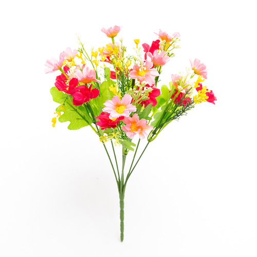 Simulated flowers 28 head jumping orchid chrysanthemum daisy artificial flowers home living room decoration arrangement silk flowers plastic flowers wholesale