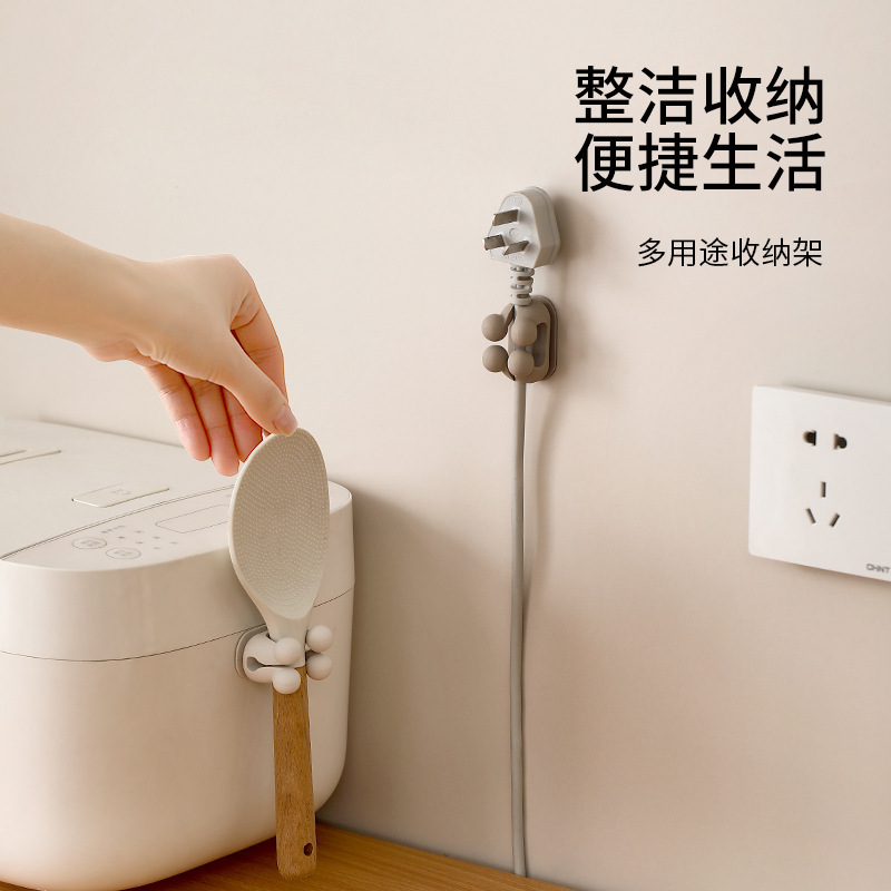 Fasola Adhesive Rice Spoon Storage Rack Kitchen Rice Cooker Spoon Rice Shovel Seamless Hanging Rack Multi-Purpose Storage Rack