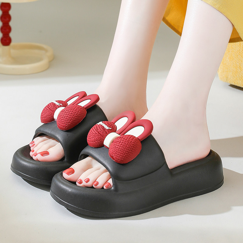 Thick-Soled Slippers with a Stepping-On-Clouds Feel for Women, Summer High-Appearance-Value Cute Bowknot Slippers with a Girly Touch, Suitable for Home and Bathroom, Non-Slip Thick-Soled Slippers with a Stepping-On-Clouds Feel for Women, Summer High-Appearance-Value Cute Bowknot Slippers with a Girly Touch, Suitable for Home and Bathroom, Non-Slip