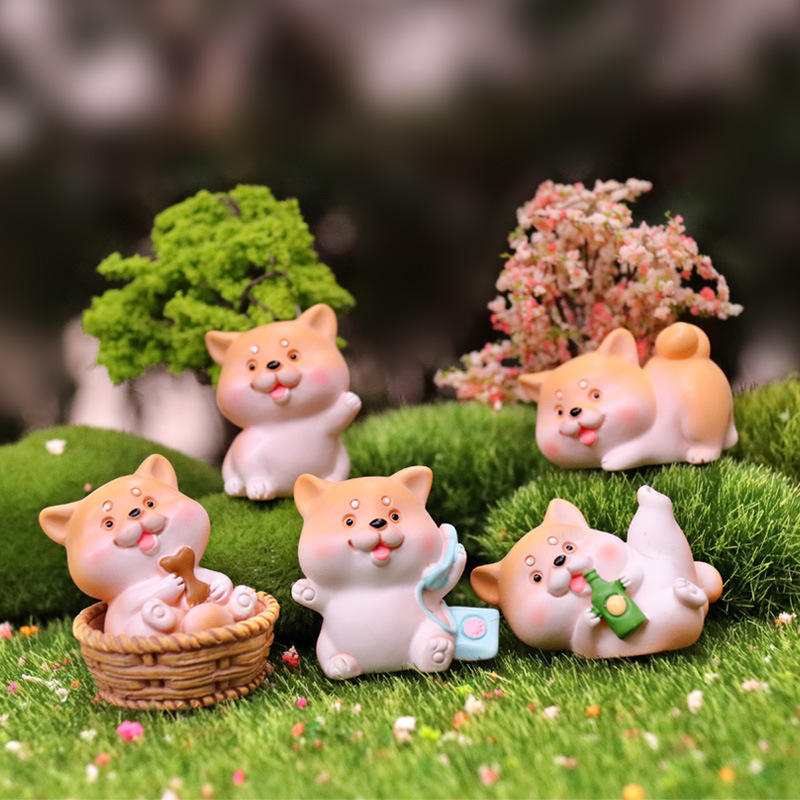 Akita Dog Hand-made Model Doll Resin Crafts Micro Landscape Ornaments Shiba Inu Corgi Puppy Dog Doll Blind Box
