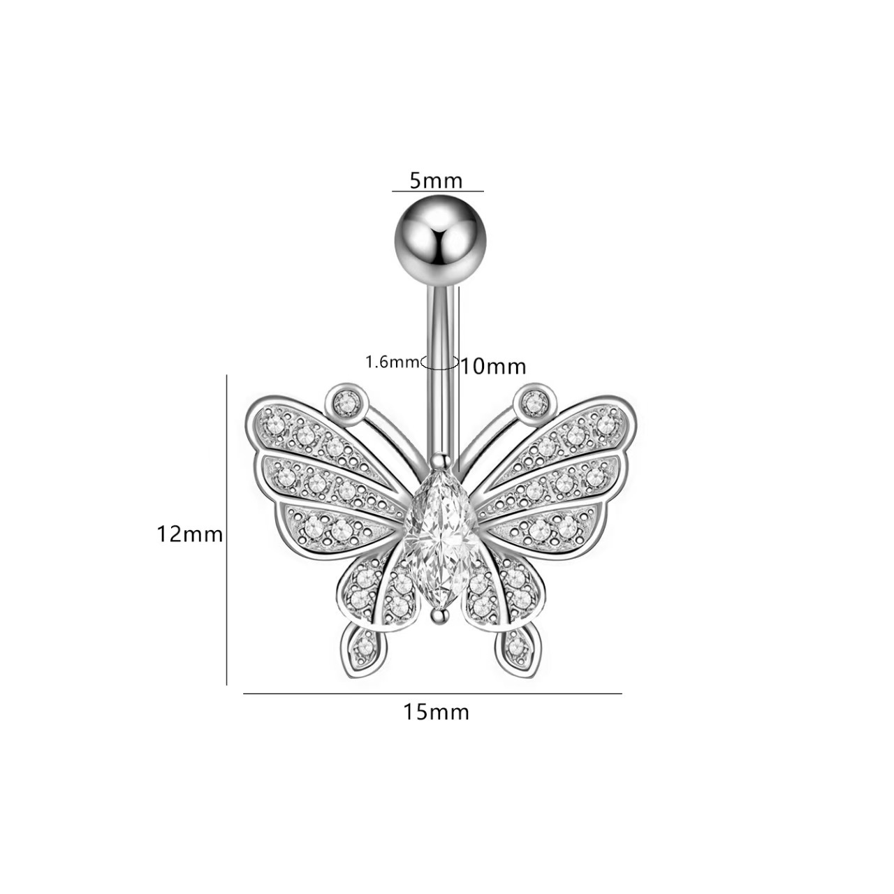 16G labret stud size and finish detail