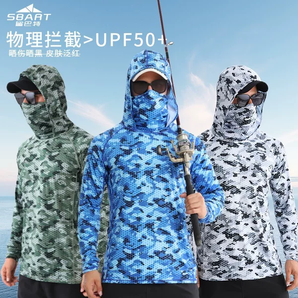 Summer 25 Cross-Border Sun Protection Clothing for Men, Breathable Quick-Dry Fishing Sun Protection Clothing, Luya Hooded Sun Protection Mask Fishing Clothing