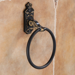 Cross-border European antique black towel ring bathroom round towel rack bathroom towel hook black towel rack
