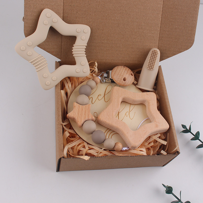 Transfronterizos bebés dentición calmante diente diente conjunto de caja de regalo de diente