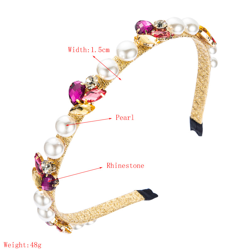 Korean Color Rhinestone Imitation Pearl Hair Band display picture 1