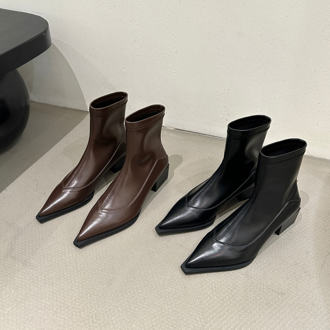 Escarpins à bout pointu ShoeVault pour femmes, nouveauté automne-hiver 2025, talon compensé, coupe ajustée, style européen et américain._voghion.com