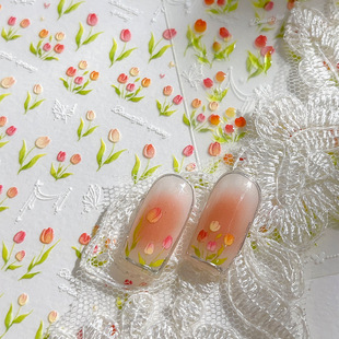 YITU ant figure relief tulip nail stickers butterfly small fresh jelly adhesive nail decorative stickers YT5032