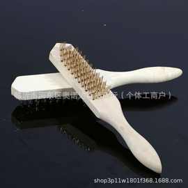 批发镀铜木柄钢丝刷除锈刷鱼鳞刷抛光清洁小工具打磨中东热销