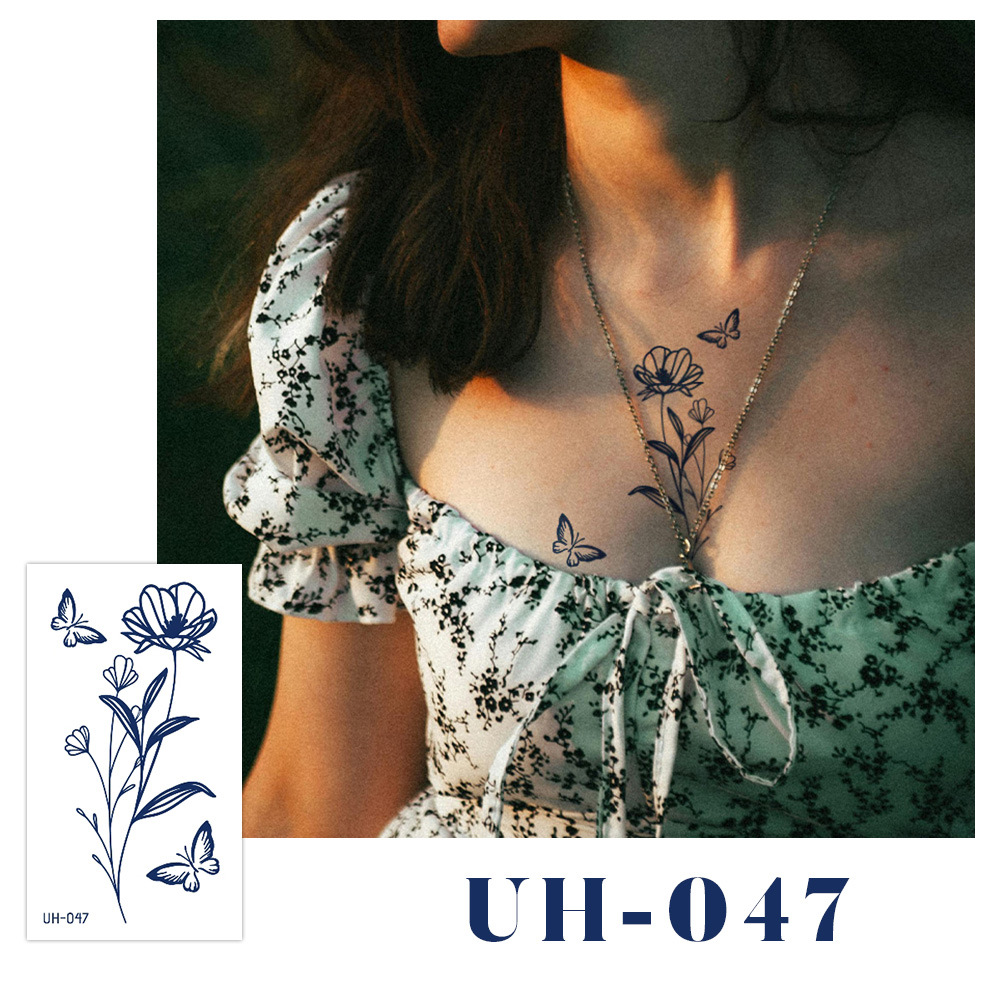 新しいジュースハーブタトゥーシール、半永久的、韓国で人気、原宿風、防水、ミニマルなタトゥーシール、英語文字