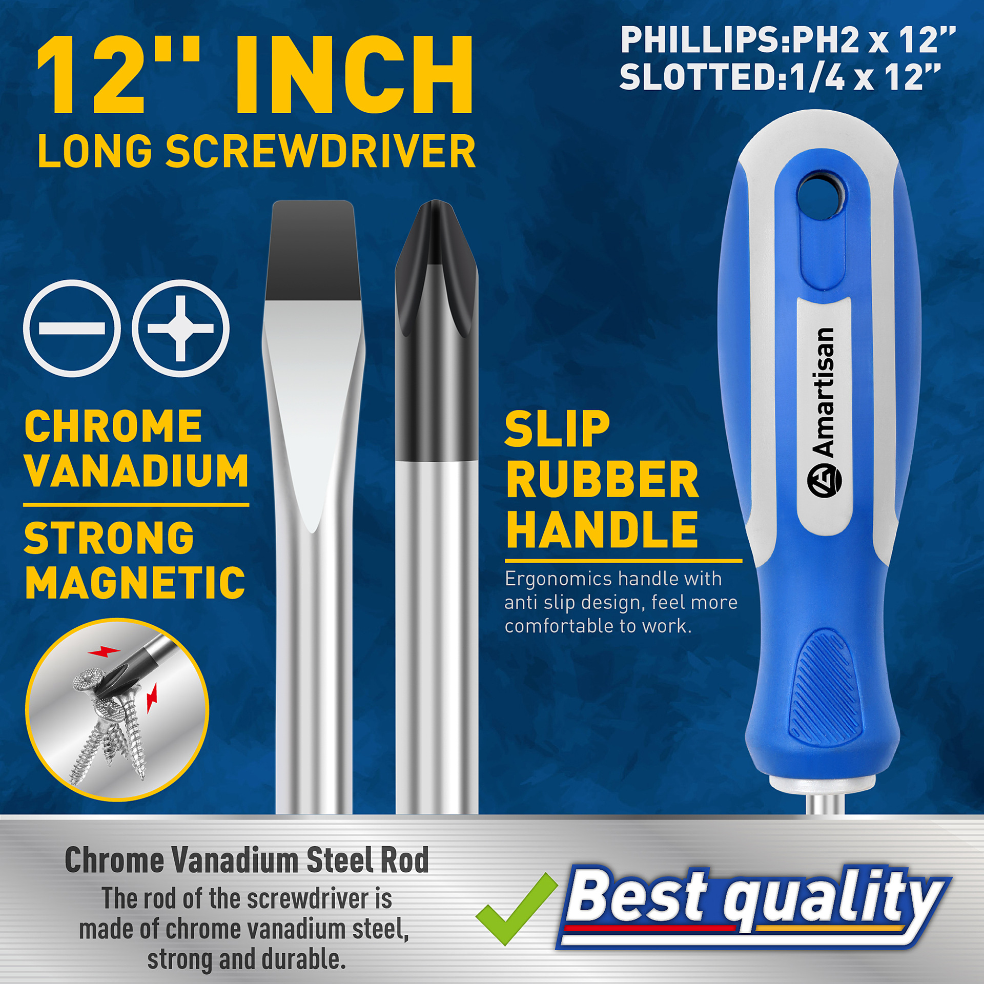 2 piezas de conjunto de destornillador, una cruz, herramienta de reparación multifuncional, mango de goma compuesto, una pieza de venta