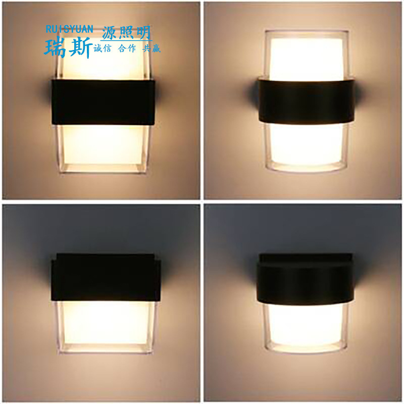 Outdoor Front Door House Round Square Outdoor Wall Lamp with Upper and Lower Luminous Waterproof House Number Double-Headed Led Household Wall Lamp