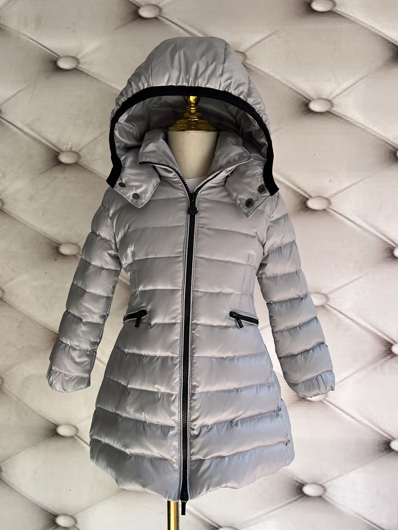 Bērnu apģērbs bērnu dūnu jakas meitenēm, sabiezētas, vidēja un liela izmēra bērnu stilīgas dūnu jakas, vidēja un gara balta pīles dūnas_voghion.com