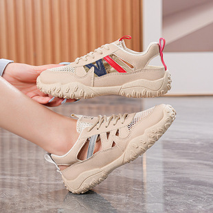 2025 Summer Hollow Mesh Breathable Shoes Soft Sole Casual Sports Shoes Shallow Mouth Fashion Trend Women's Shoes Bk238