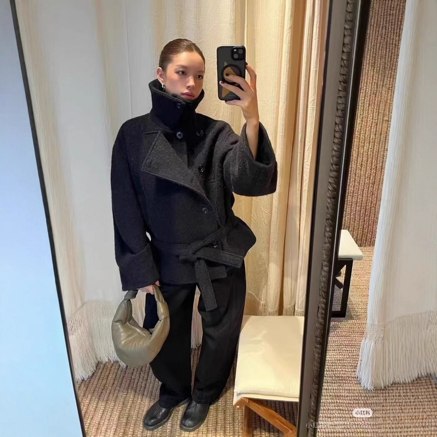 The Most Important Winter 2025 Lightweight Alpaca Wool Normcore Stand-Up Collar Silhouette Lace-Up Mid-Short Woolen Outwear