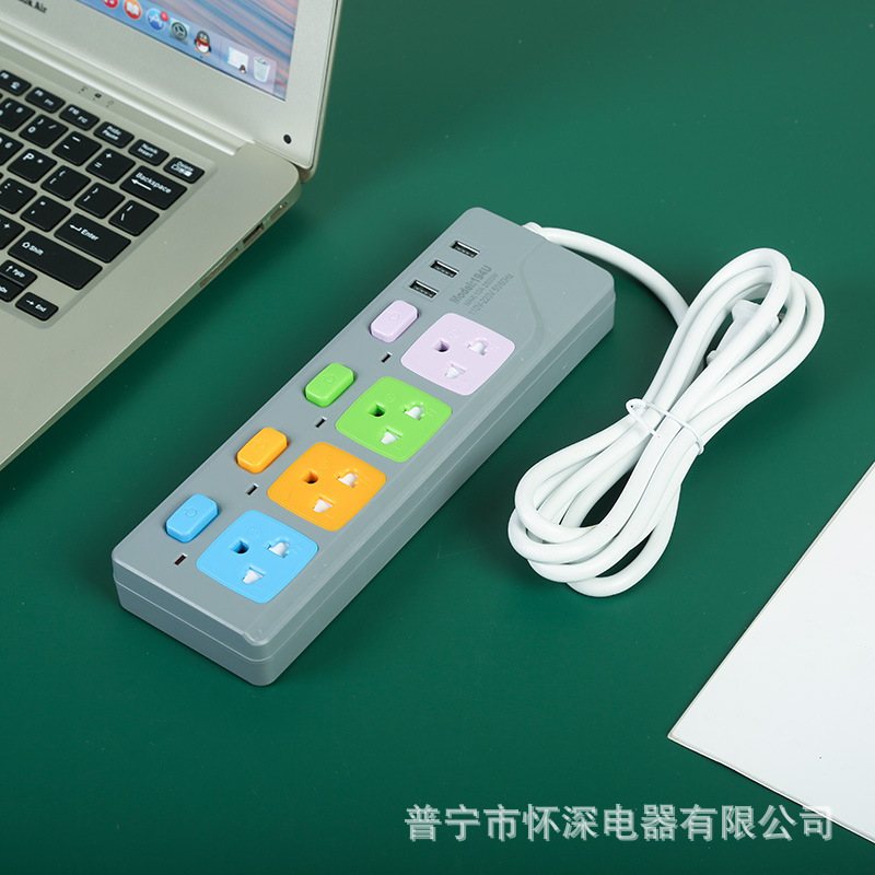 Tabla de conexión USB comercio exterior tailandés enchufe redondo 193u194u195u3 agujero gris blanco enchufe de oficina doméstica