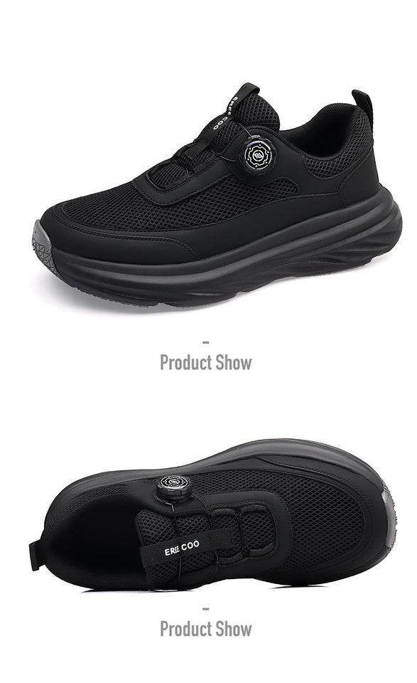 Giày thể thao nam sneaker đế dày thoáng khí mặt lưới mũi tròn — Màu trắng, màu đen chi tiết 30
