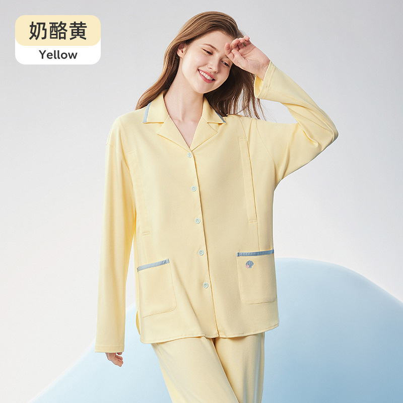 【高品質で通気性の良い天山綿】ジンチー産後服春秋純綿抗菌マタニティパジャマ授乳服女性用ホームウェア|undefined