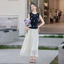 显瘦套装裙女2025夏装新款气质减龄设计感背心半裙两件套 SF8216