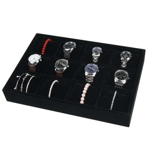 12-grid pillow watch bracelet tray jewelry box accessory display stand velvet jewelry tray counter storage box
