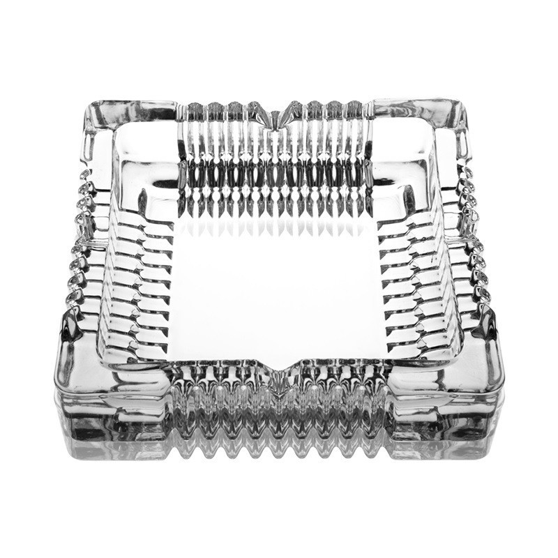 Cenicero de vidrio en stock rueda cuadrada cenicero de hotel sala de huéspedes sala de conferencias de oficina decoración LOGO impresa al por mayor