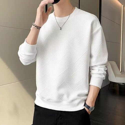 Champion brand casual crew neck sweatshirt long sleeve t-shirt for men, spring and autumn season, American style loose pure color base shirt for teenagers