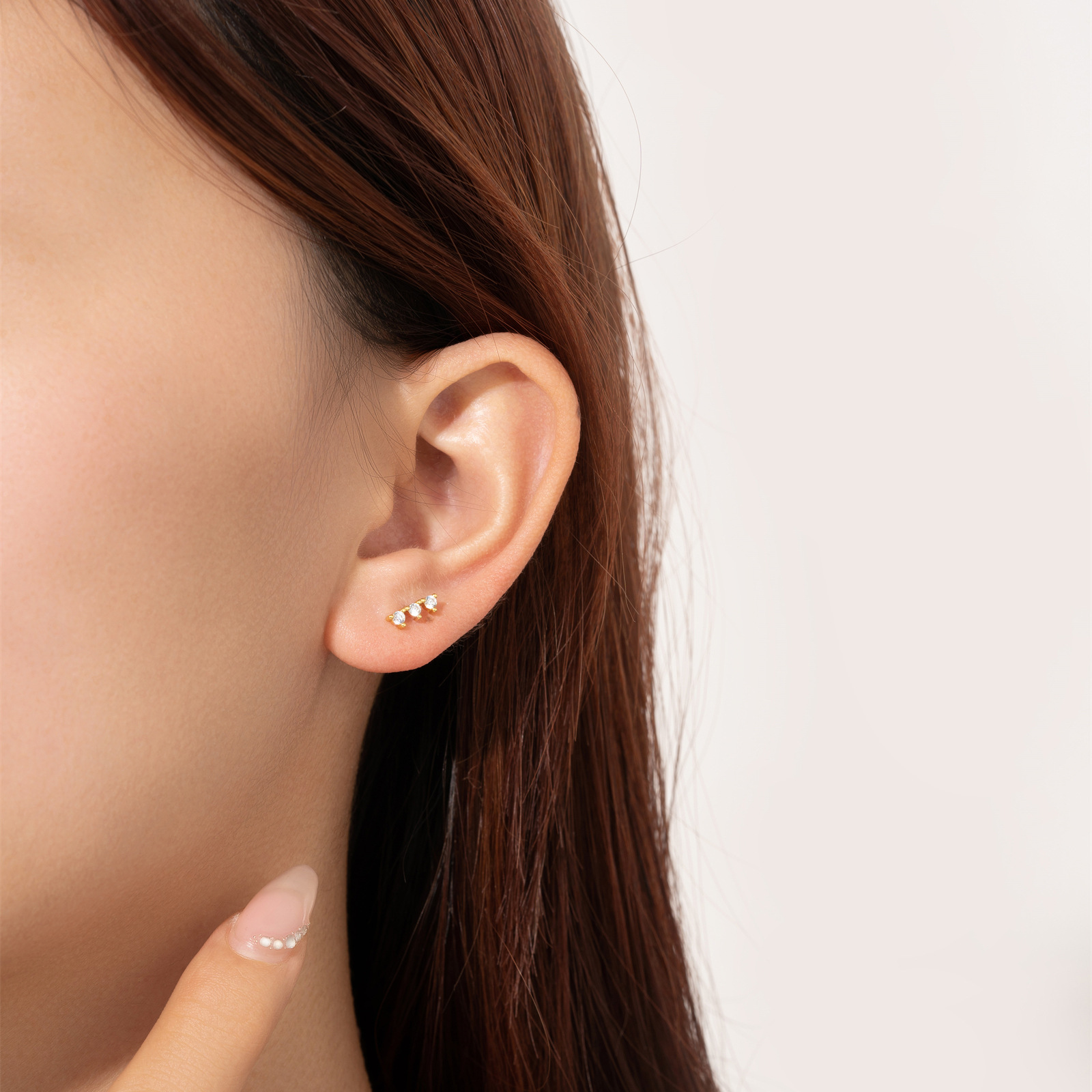 3g Weight 1 Pair 925 Sterling Silver Zircon Round Ear Studs