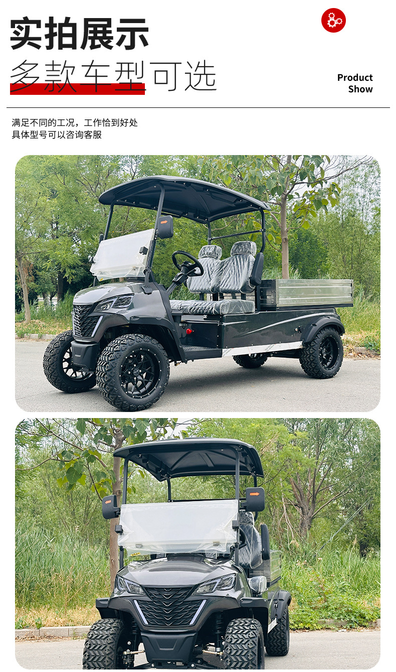 2-Seater Electric Golf Cart, 4-Wheel Golf Cart with Bucket, Electric Sightseeing Vehicle for Tourist Areas