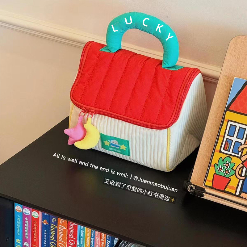 red cosmetic bag