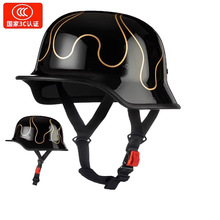 电动车头盔夏季摩托车骑行半盔复古防护帽夏季四季瓢盔德式大兵盔