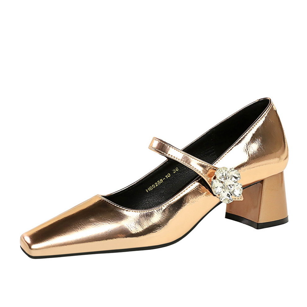 5288-K87 European And American Style Retro Party Women's Shoes, Mid-heel, Chunky Heel, Shallow Square Toe, Single Strap_vogvips.com
