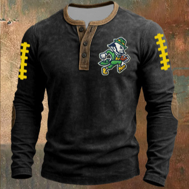 2026 Spring Men's Three-Button (Small Brown Buttons) Long-Sleeve Henley T-Shirt with 3D Print Round Neck 2026 Spring Men's Three-Button (Small Brown Buttons) Long-Sleeve Henley T-Shirt with 3D Print Round Neck