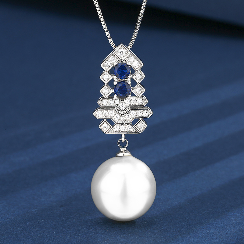 Producto popular Zhuang Shengsheng Joyas Fondo de cobre con incrustaciones de oro Conjunto de árbol de navidad de perlas blancas Mujer 16-12mm