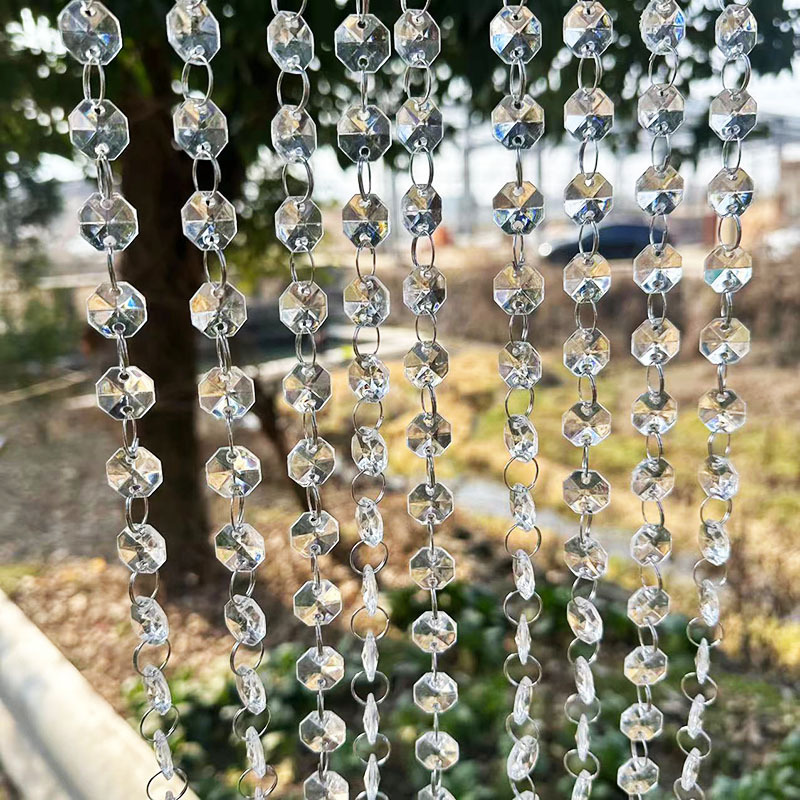 Acrylic wedding crystal bead curtain bead chain wedding scene stage ceiling decoration bead string octagonal bead partition Acrylic wedding crystal bead curtain bead chain wedding scene stage ceiling decoration bead string octagonal bead partition