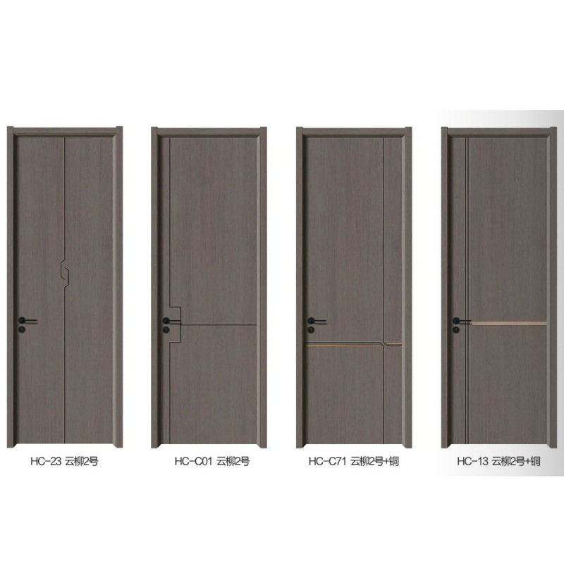 Fábrica de puertas de madera de madera maciza al por mayor lujo ligero simple puerta de dormitorio compuesta puertas sin pintura puertas ecológicas puertas de madera pintadas image 5