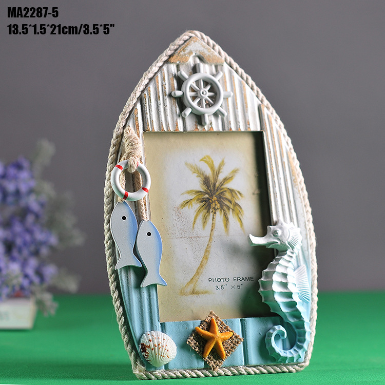 地中海风格船型相框  海洋相框欧式 创意船相框家居摆件 像框2287