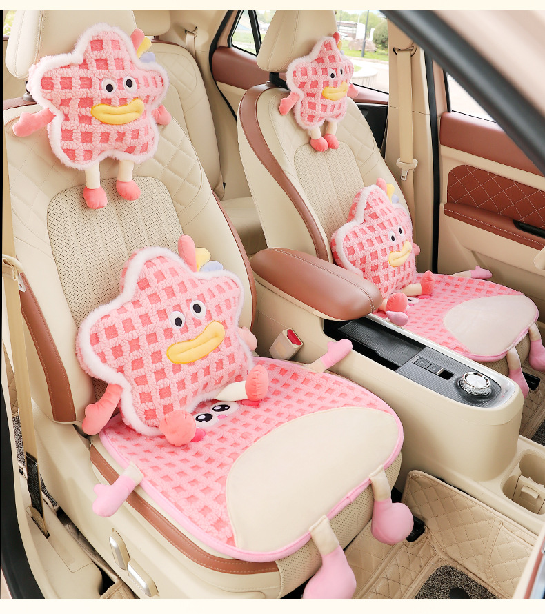 Cartoon Plush Car Seat Cushion Winter Car Seat Cushion Car Warm Anti-Slip Seat Cushion Car Seat Cover