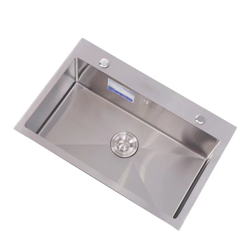 Fregadero de acero inoxidable 304 engrosado, fregadero negro de un solo tazón soldado a mano, suministro transfronterizo