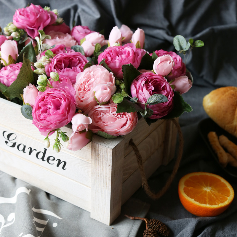 5 Persian Peonies Soft Silk Cloth Holding Fake Flowers Persian Rose Bouquet Living Room Home Decoration Simulation