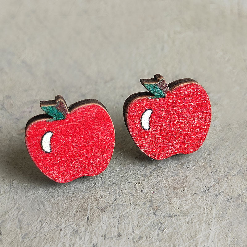Women'S Gender 1 Pair Cartoon Style Book Rainbow Pencil Wood Women's Ear Studs