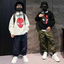 男童亮片翻转变色加绒圆领卫衣男儿童上衣跨境货源打底衫潮酷童装
