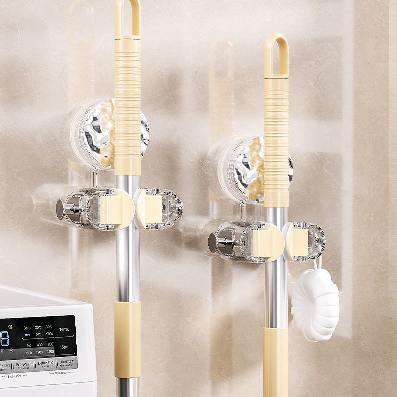 Ventosa fregona pared colgante clip Punch-libre fuerte adhesivo inodoro baño fregona estante escoba hebilla estante fijo