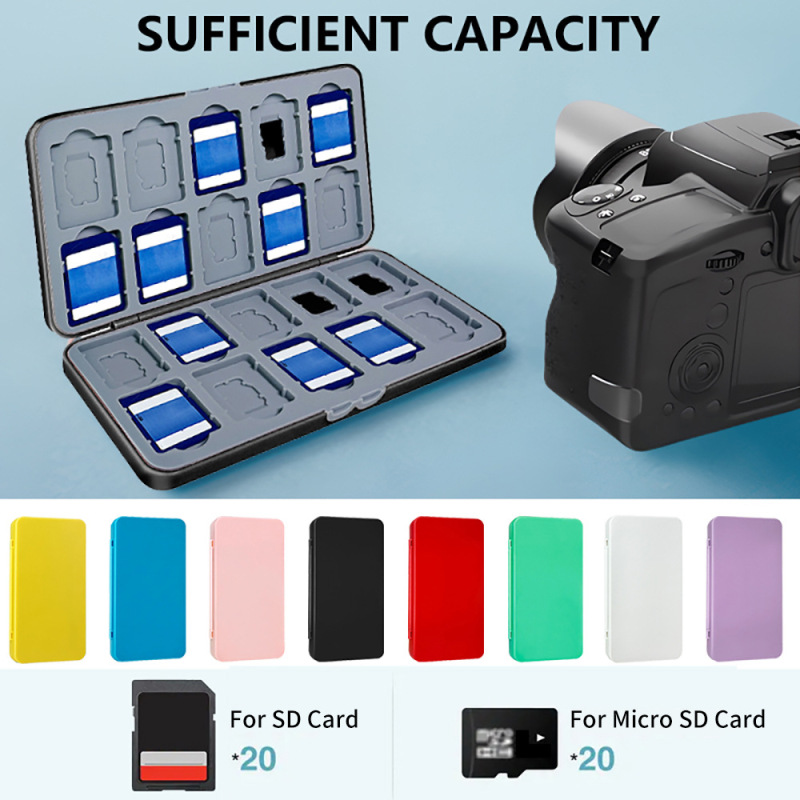Portable SD and Micro SD card storage storage cartridge with 40 card slots (20 SD 20 TF) Portable SD and Micro SD card storage storage cartridge with 40 card slots (20 SD 20 TF)