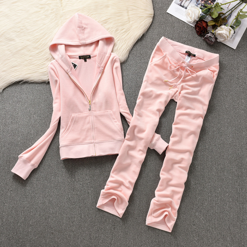 New European and American Velvet Leisure Sports Suit Women's Solid Color Slim Fit Two-piece Foreign Trade AliExpress One-piece Hair