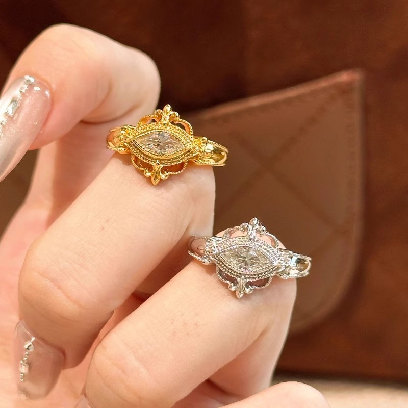 Anello donna fiore bicolore in argento sterling 925 regolabile_voghion.com