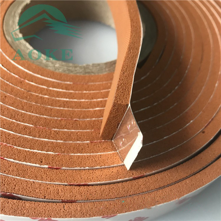 硅胶海绵条 矽胶发泡海绵条 T4.8mm*25.4mm*4.57m 背胶